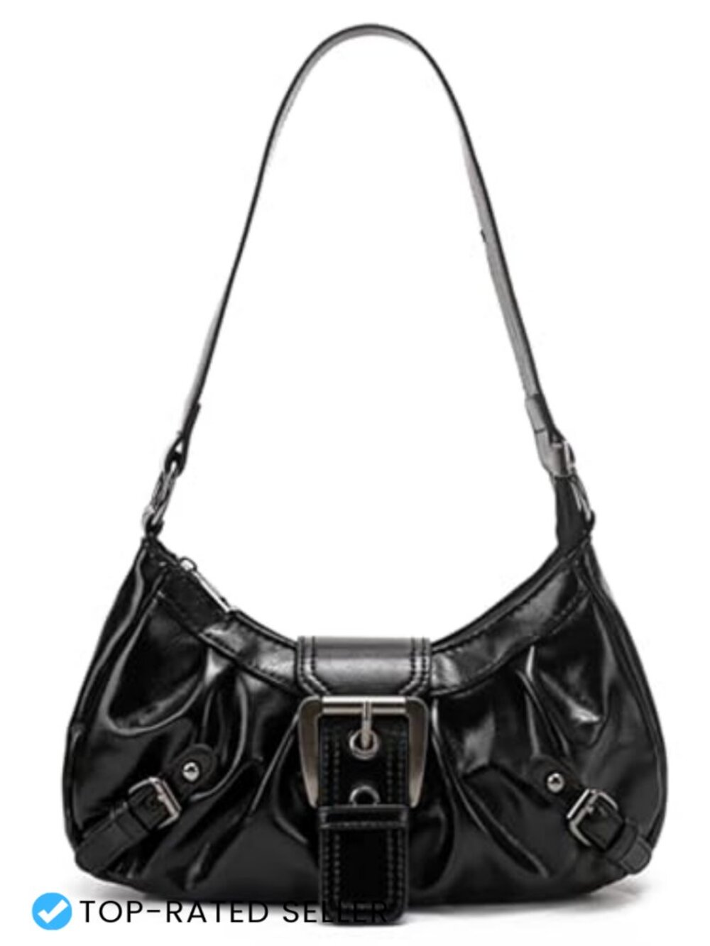 Y2K Punk Hobo Shoulder Bag - Faux Leather Top Handle Purse for Women Trendy